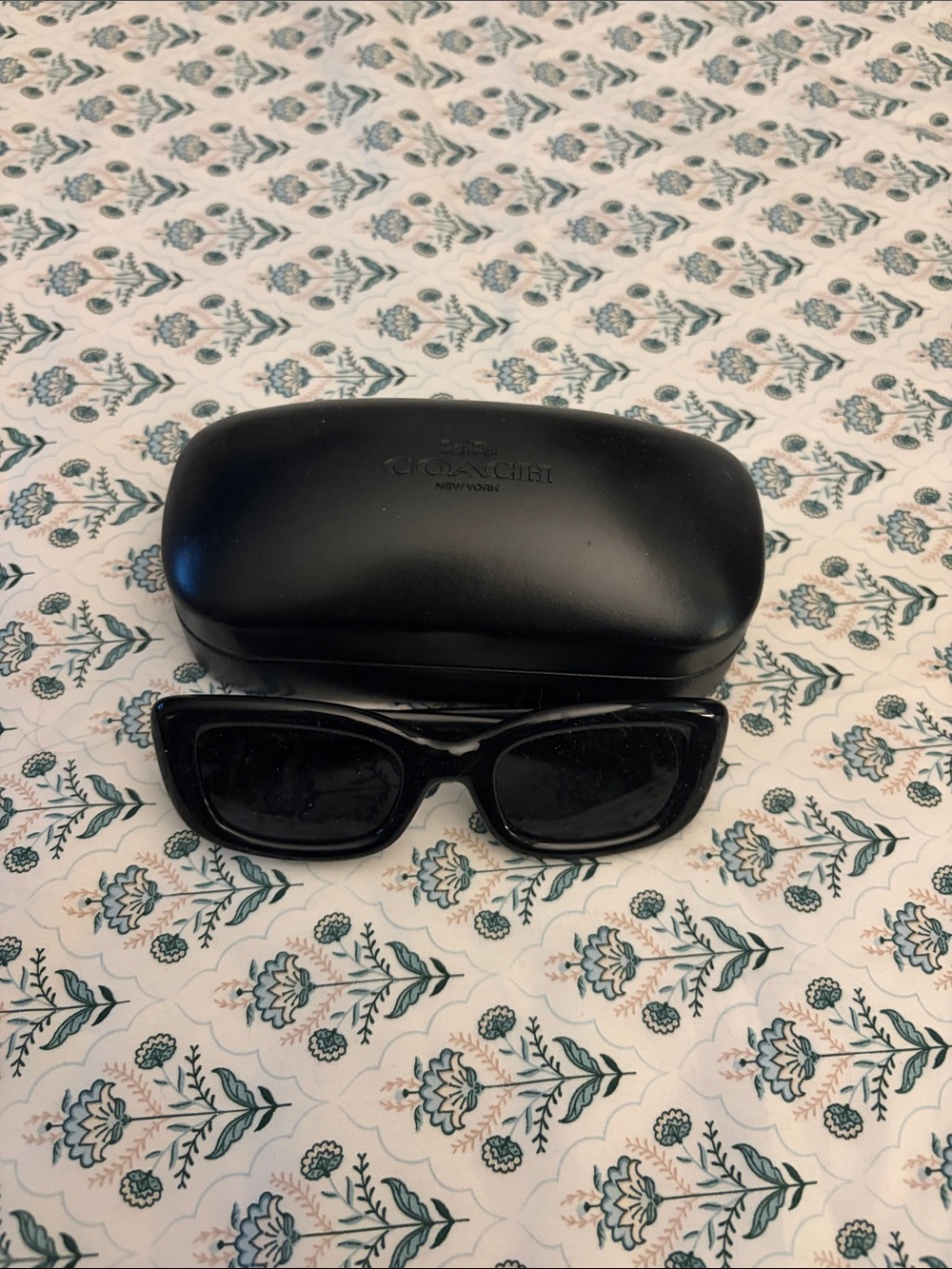 Coach Black Rectangular Sunglasses with Hard Case